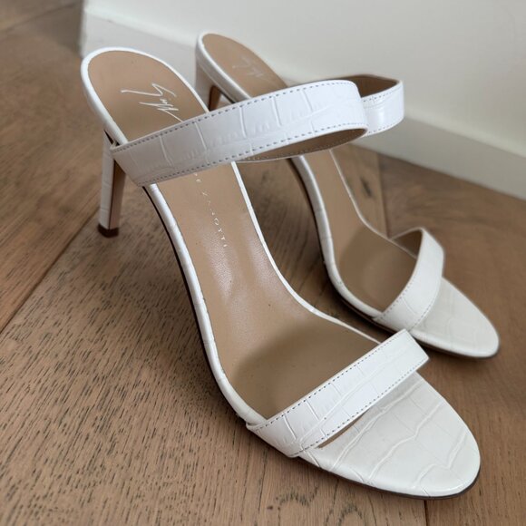 Giuseppe Zanotti Calista 120mm Double-Strap Leather Mules – White – Size 37 – Ex - Picture 4 of 7